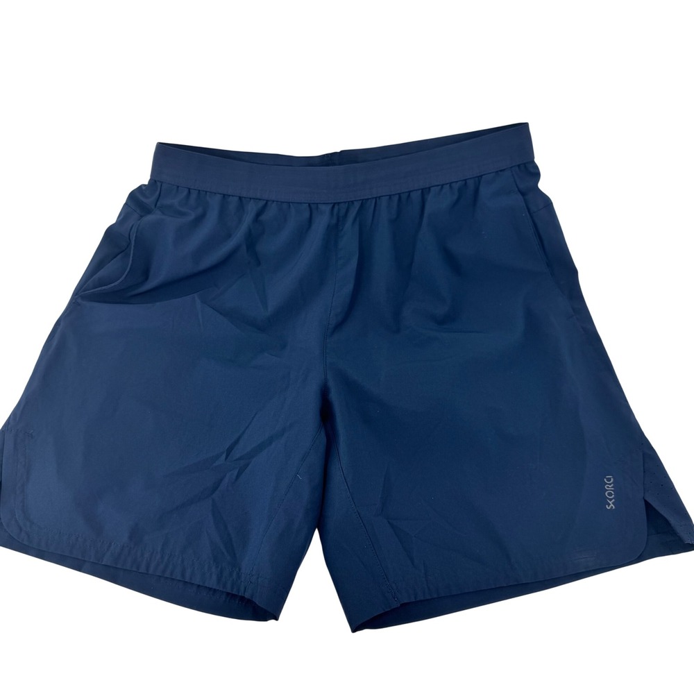 SKORA Mens Navy‎ Blue Athletic Shorts Quick Dry Workout Gym Running Size L